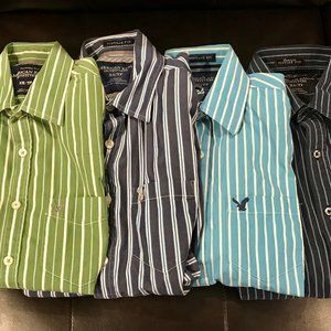 LOT OF 4 AEO MENS LNG SLEEVED BOTTON DOWN SHIRTS